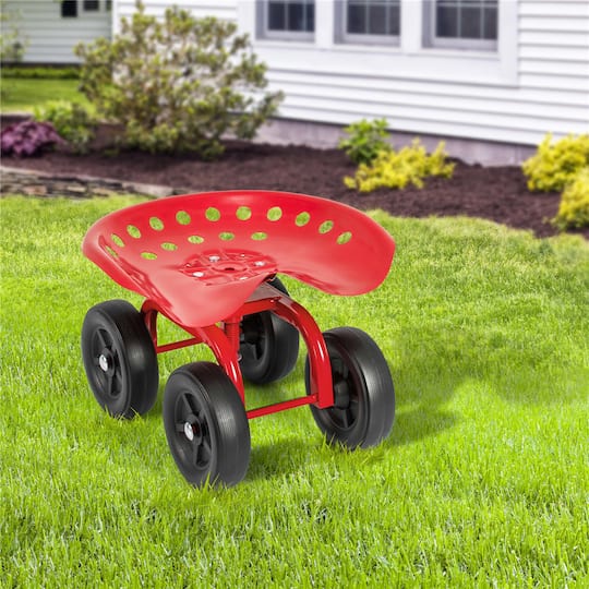Costway Rolling Garden Cart Heavy Duty Height Adjustable Swivel Work Seat